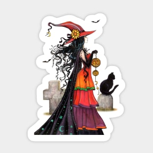 Witch Way Halloween Fantasy Art by Molly Sticker